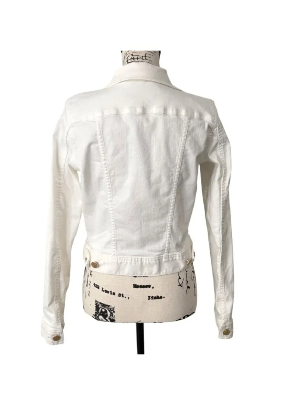 Lilly Pulitzer Womens Size S White  Denim Jacket Seaspray with Gold Buttons